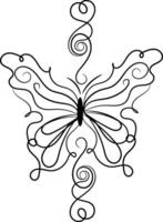 Butterfly outline with linear flat details collection vector