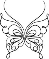 Butterfly outline with linear flat details collection vector