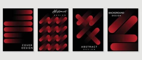 Abstract gradient poster background set. Minimalist style cover template with vibrant perspective 3d geometric prism shapes collection. Ideal design for social media, cover, banner, flyer. vector