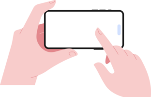 Simple flat horizontal phone with two hand illustration png