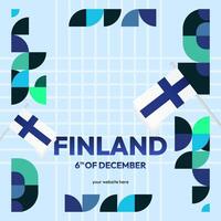 Finland Independence Day square banner in geometric style. Colorful modern greeting card for National day of Finland in December. Design background for celebrating National holiday vector