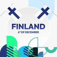 Finland Independence Day square banner in geometric style. Colorful modern greeting card for National day of Finland in December. Design background for celebrating National holiday vector