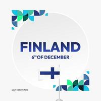 Finland Independence Day square banner in geometric style. Colorful modern greeting card for National day of Finland in December. Design background for celebrating National holiday vector