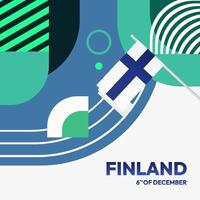 Finland Independence Day square banner in geometric style. Colorful modern greeting card for National day of Finland in December. Design background for celebrating National holiday vector