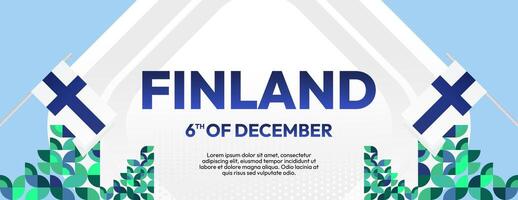 Finland Independence Day banner in geometric style. Colorful modern greeting card for National day of Finland in December. Design background for celebrating National holiday vector