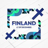Finland Independence Day square banner in geometric style. Colorful modern greeting card for National day of Finland in December. Design background for celebrating National holiday vector