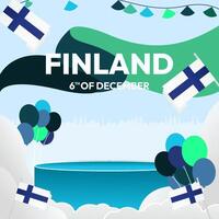 Finland Independence Day square banner in geometric style. Colorful modern greeting card for National day of Finland in December. Design background for celebrating National holiday vector