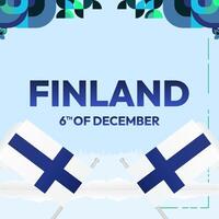 Finland Independence Day square banner in geometric style. Colorful modern greeting card for National day of Finland in December. Design background for celebrating National holiday vector