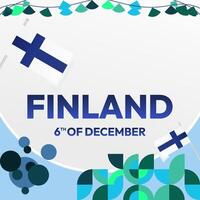 Finland Independence Day square banner in geometric style. Colorful modern greeting card for National day of Finland in December. Design background for celebrating National holiday vector