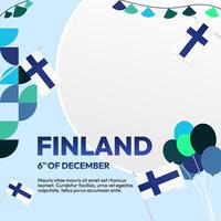 Finland Independence Day square banner in geometric style. Colorful modern greeting card for National day of Finland in December. Design background for celebrating National holiday vector