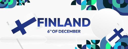 Finland Independence Day banner in geometric style. Colorful modern greeting card for National day of Finland in December. Design background for celebrating National holiday vector