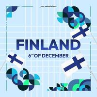 Finland Independence Day square banner in geometric style. Colorful modern greeting card for National day of Finland in December. Design background for celebrating National holiday vector