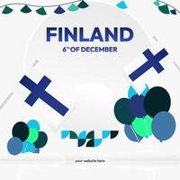 Finland Independence Day square banner in geometric style. Colorful modern greeting card for National day of Finland in December. Design background for celebrating National holiday vector