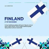 Finland Independence Day square banner in geometric style. Colorful modern greeting card for National day of Finland in December. Design background for celebrating National holiday vector