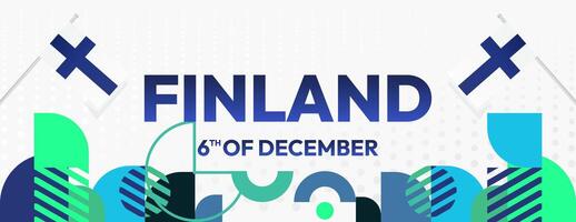 Finland Independence Day banner in geometric style. Colorful modern greeting card for National day of Finland in December. Design background for celebrating National holiday vector