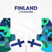 Finland Independence Day square banner in geometric style. Colorful modern greeting card for National day of Finland in December. Design background for celebrating National holiday vector