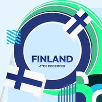 Finland Independence Day square banner in geometric style. Colorful modern greeting card for National day of Finland in December. Design background for celebrating National holiday vector