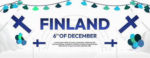 Finland Independence Day banner in geometric style. Colorful modern greeting card for National day of Finland in December. Design background for celebrating National holiday vector