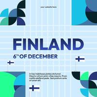 Finland Independence Day square banner in geometric style. Colorful modern greeting card for National day of Finland in December. Design background for celebrating National holiday vector