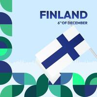 Finland Independence Day square banner in geometric style. Colorful modern greeting card for National day of Finland in December. Design background for celebrating National holiday vector