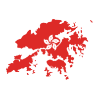 Map of Hong Kong with flag.Flag map of Hong Kong png