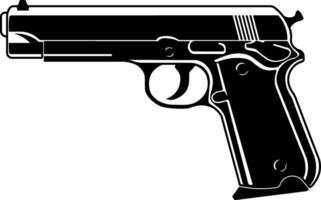black silhouette of a pistol without background vector