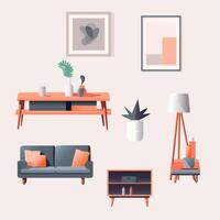 set of items for the living room vector