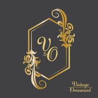 Golden Vintage frame Ornament in hexagon Shape .Golden Border ornament. golden luxury ornament Suitable for wedding invitation card and label. vector