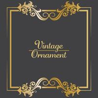 Golden Vintage frame Ornament in square Size. Golden Border ornament. Suitable for wedding invitation card, luxury name tag and label. vector