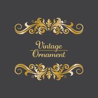 Golden Vintage Ornament.Golden Border ornament. floral Golden Crown Ornament .Suitable for wedding invitation card. vector