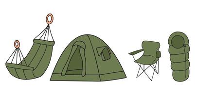 Hand drawn picnic, travel and camping theme. illustration vector