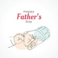 Happy father's day parent and child holding hand illustration, one line drawing illustration vector