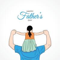 Happy father's day with dad and child hand drawn illustration, Happy father's day one line illustration vector