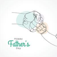 Happy father's day parent and child holding hand illustration, one line drawing illustration vector