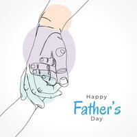 Happy father's day parent and child holding hand illustration, one line drawing illustration vector