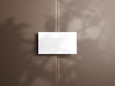 de cerca de vacío blanco rectángulo negocio tarjeta maquetas acostado diagonalmente en marrón antecedentes. plano poner, parte superior vista. abierto composición. blanco modelo para corporativo identidad. Copiar espacio. foto