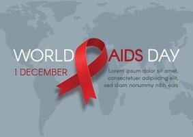 World AIDS Day horizontal banner with a red ribbon. A flat illustration. Print template design. vector