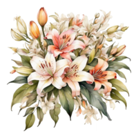 buquê de flores em aquarela png