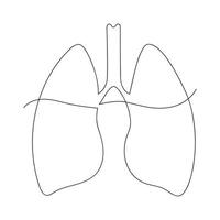 Lung drawn in one continuous line. One line drawing, minimalism. vector