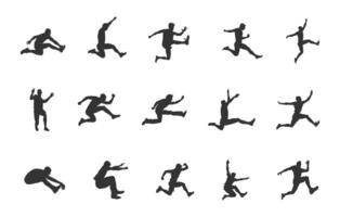 Long jump silhouette, Long jumping silhouette, Athletics long jump silhouette vector