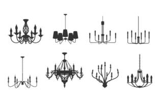 Chandelier silhouette, Crystal chandelier silhouette, Candlestick silhouette, Vintage chandelier silhouette vector