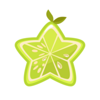 Cute Green lime Slices. Star-shaped half a Lime. Sticker icon png