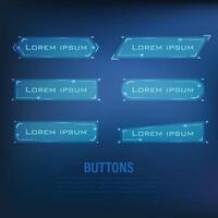 button set Techno-futuristic style sci-fi color blue 8 vector