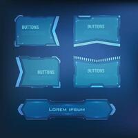 button set Techno-futuristic style sci-fi color blue 6 vector