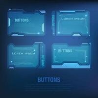 button set Techno-futuristic style sci-fi color blue 7 vector