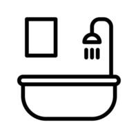 bathroom icon. with mirror and shower outline design. vector