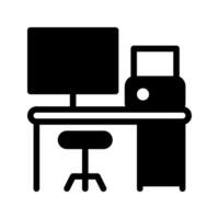 Workdesk solid icon. workspace symbols icons graphic design. vector