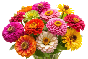 A large bouquet of multicolored flowers of different species on transparent background png