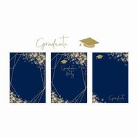 azul dorado marco graduado tarjeta vector