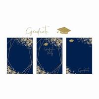 Blue Golden Frame Graduate Card vector